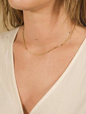 Sterling Forever 14k Gold Plated Paperclip Chain Necklace 16" NIP